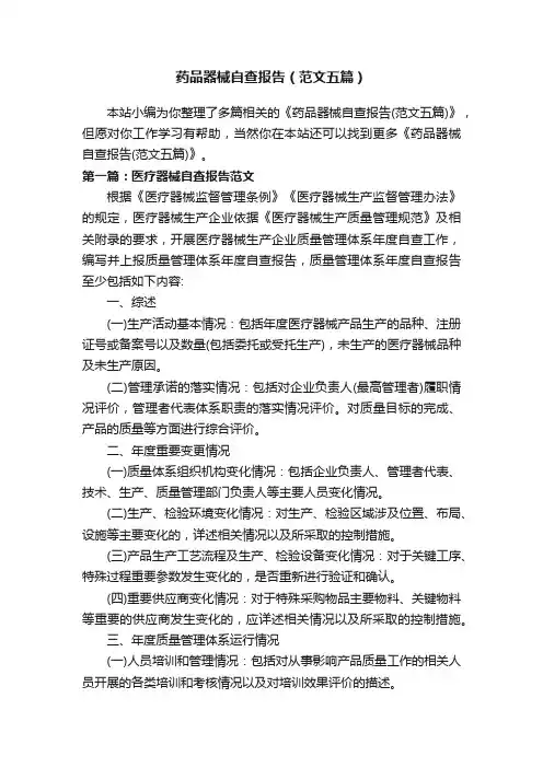 药品器械自查报告（范文五篇）