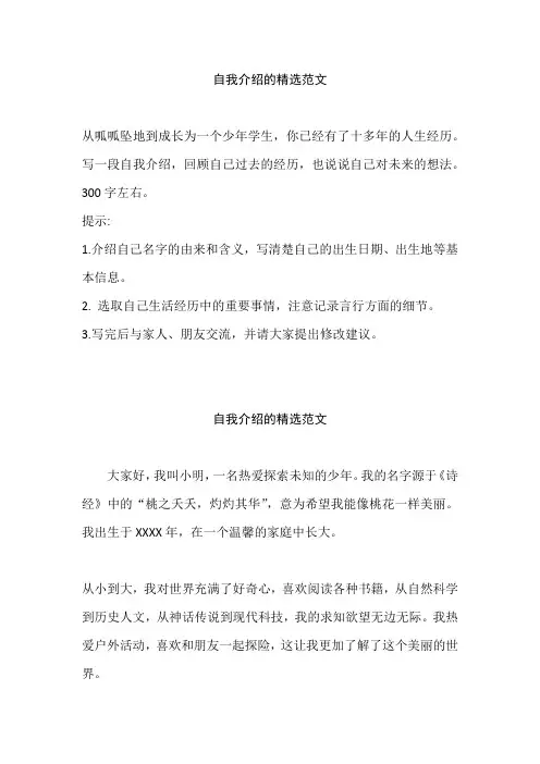 自我介绍的精选范文