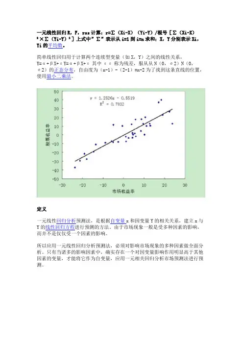 一元线性回归方程r公式