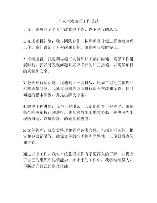 个人市政监理工作总结