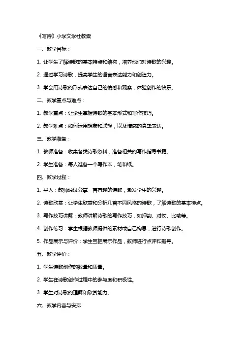 《写诗》小学文学社教案