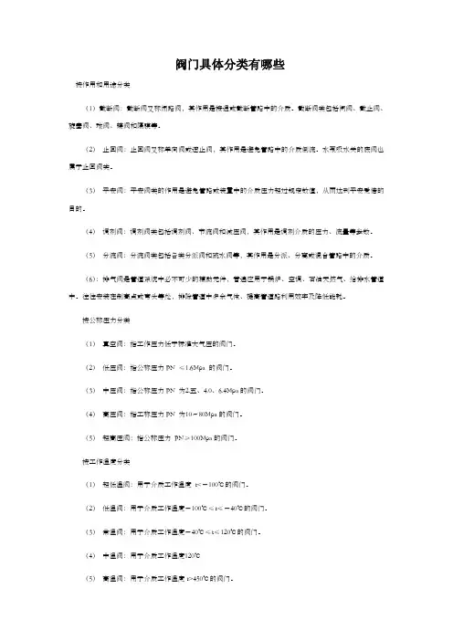 阀门具体分类有哪些