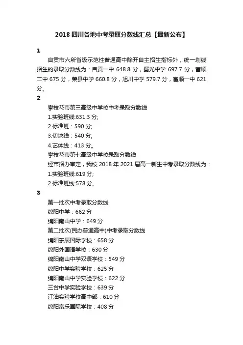 2018四川各地中考录取分数线汇总【最新公布】