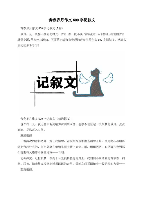 青春岁月作文600字记叙文