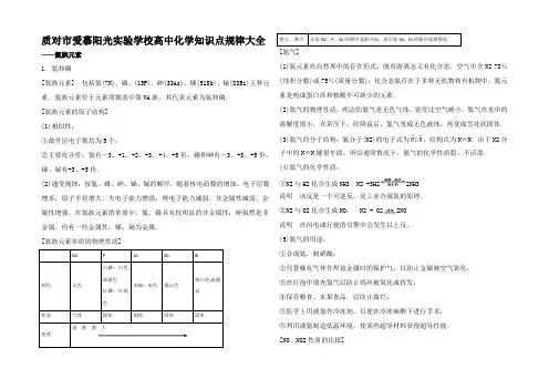 高三化学知识点规律大全(7)《氮族元素》