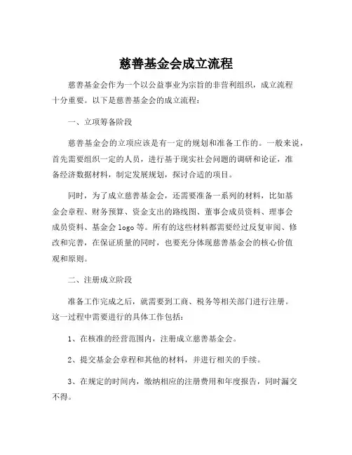 慈善基金会成立流程