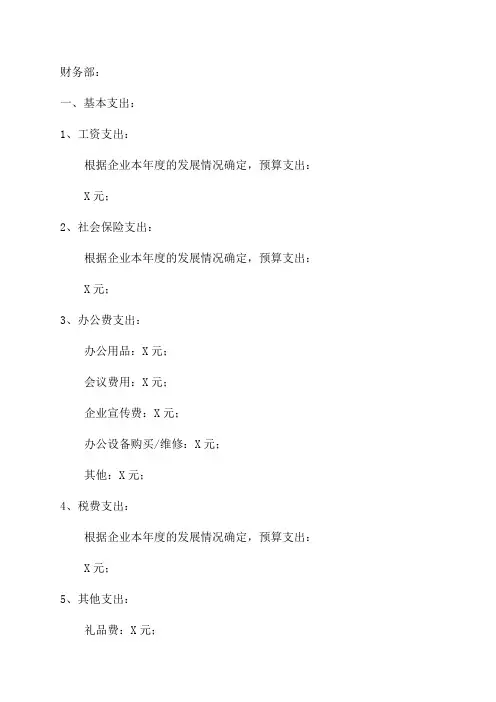 年度费用预算模板