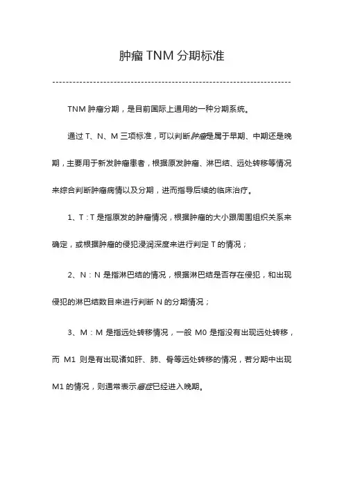 肿瘤TNM分期标准