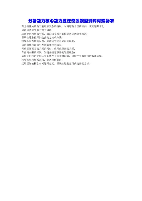 分析能力核心能力胜任素质模型测评对照标准