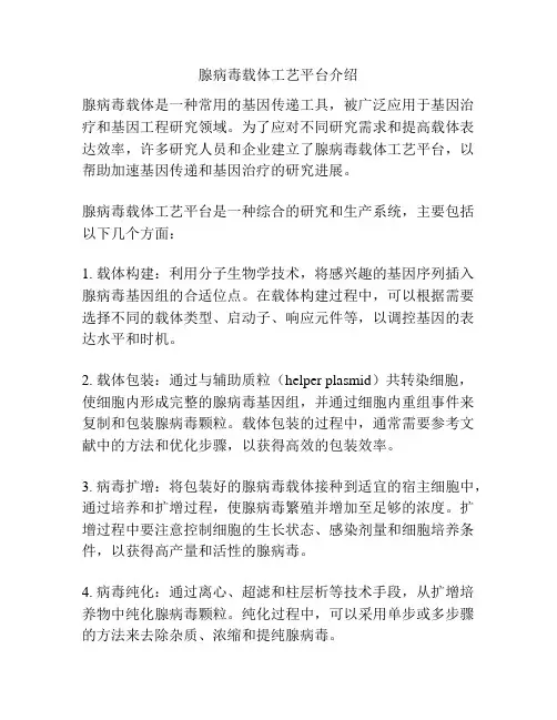 腺病毒载体工艺平台介绍