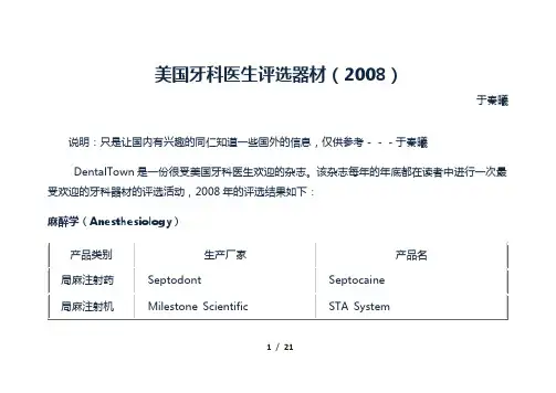 美国牙科医生评选器材