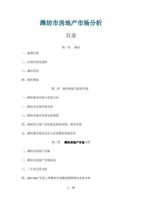 潍坊市房地产市场分析