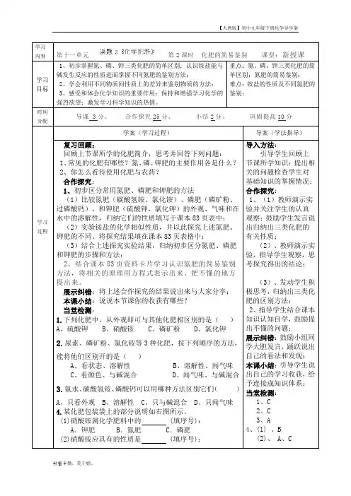 11-2.2化学肥料——化肥的简易鉴别