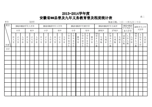 普及九年义务教育普及程度统计表