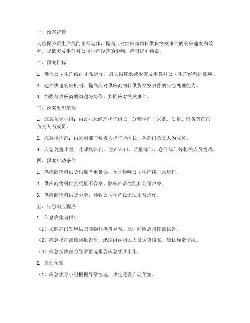 供应商物料供货紧急预案
