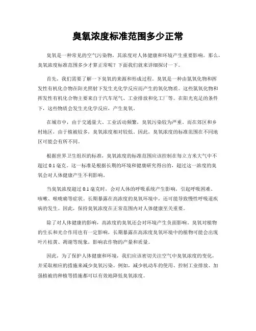 臭氧浓度标准范围多少正常