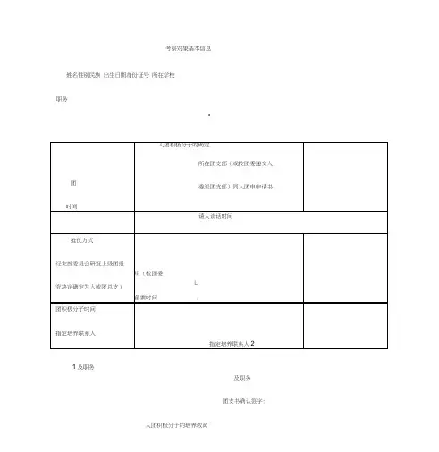 入团积极分子考察记录