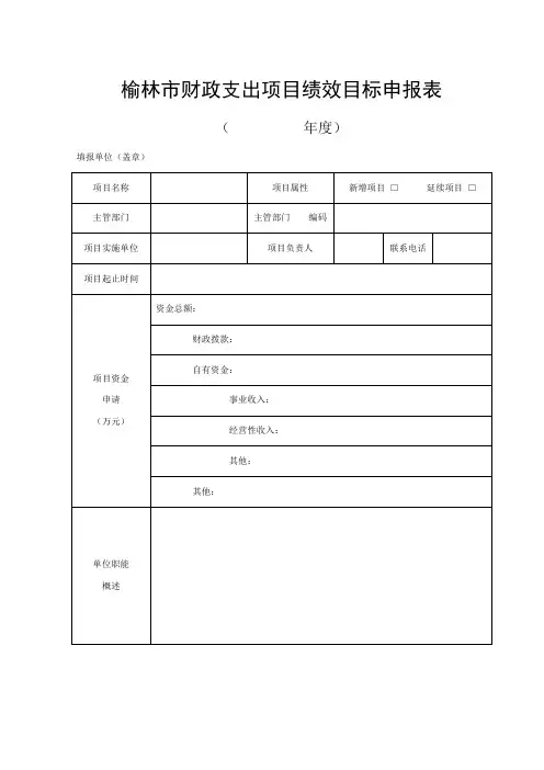 榆林市财政支出项目绩效目标申报表及填报说明