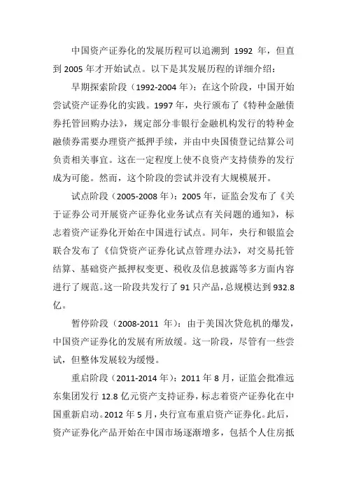 中国资产证券化发展历程