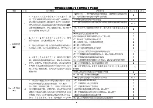 检验科质量与安全监控指标及评价标准