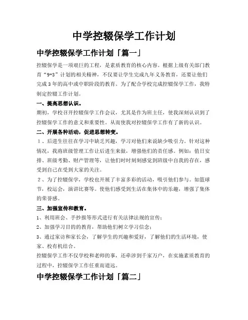 中学控辍保学工作计划