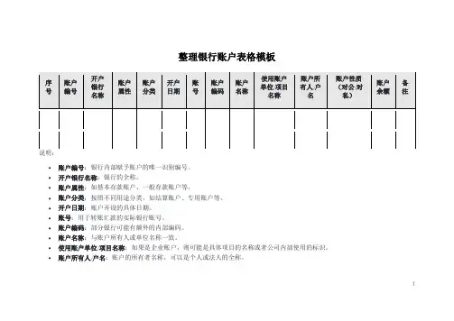 整理银行账户表格模板