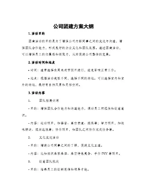 公司团建方案大纲