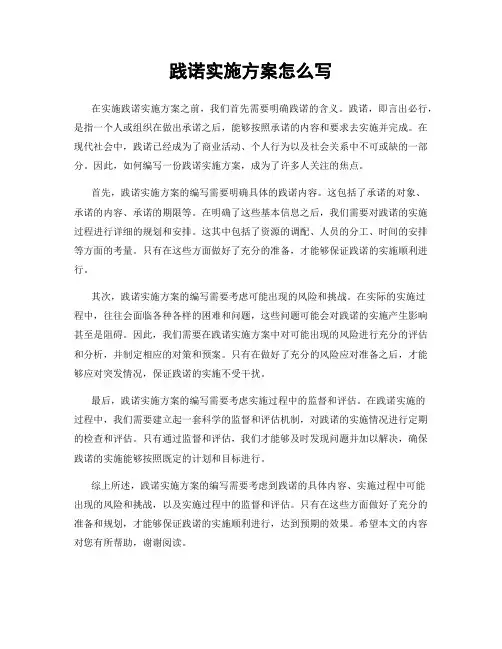 践诺实施方案怎么写