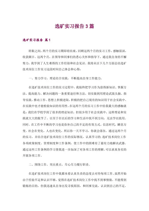 选矿实习报告3篇