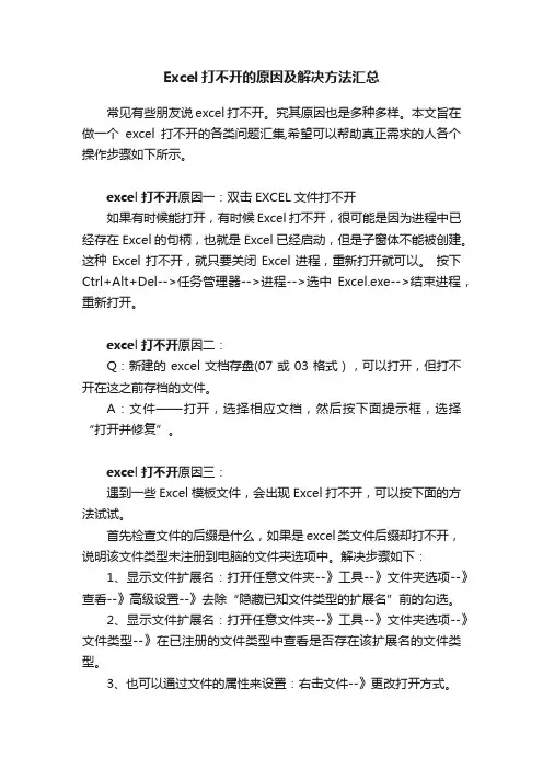 Excel打不开的原因及解决方法汇总
