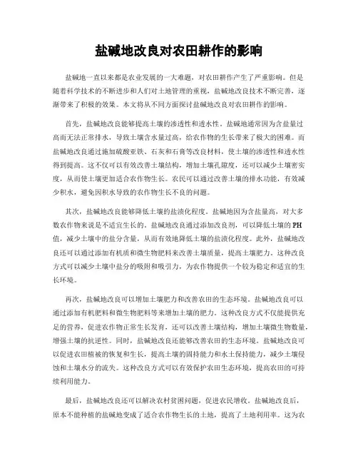 盐碱地改良对农田耕作的影响