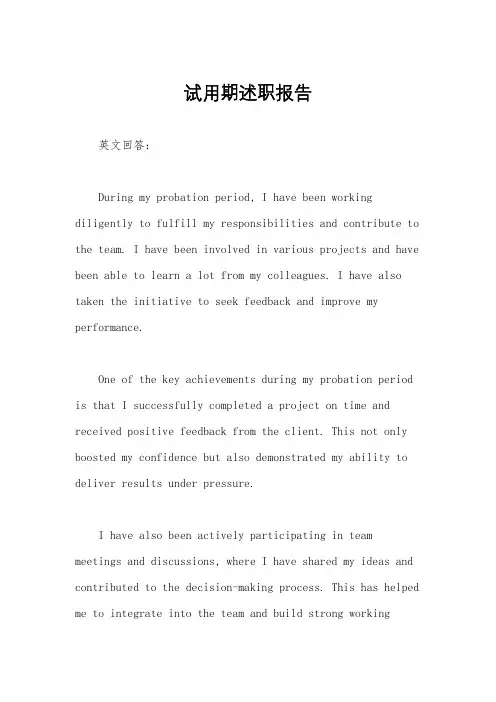 试用期述职报告