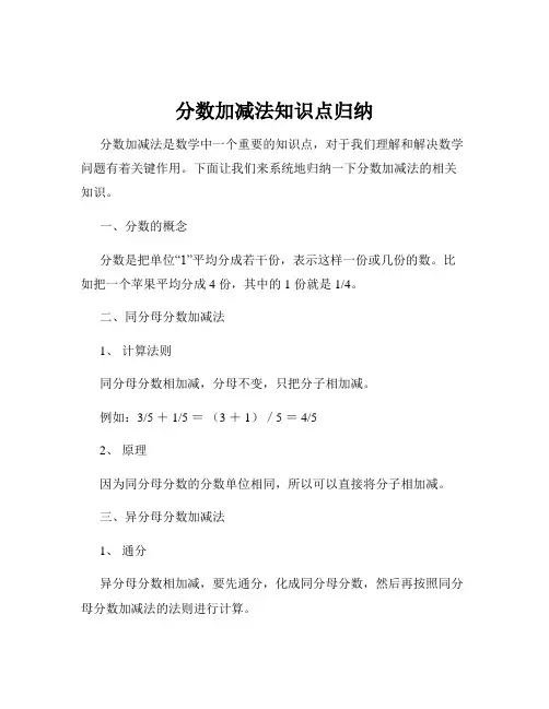 分数加减法知识点归纳