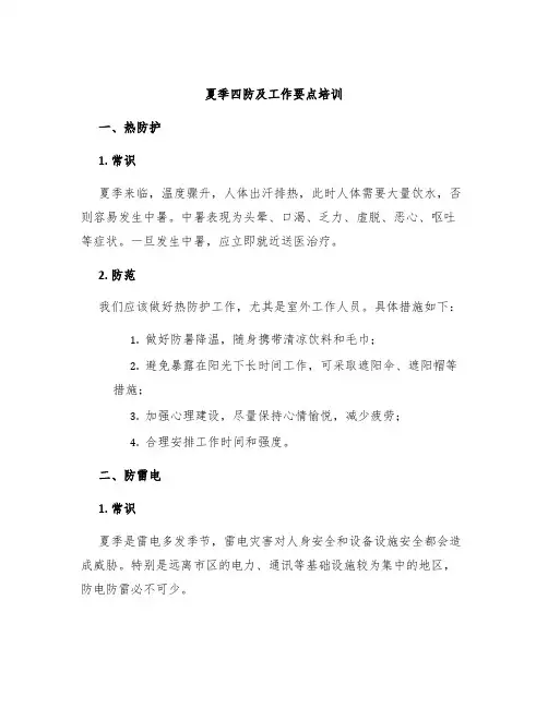 夏季四防及工作要点培训