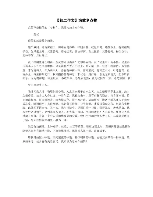 【初二作文】为故乡点赞