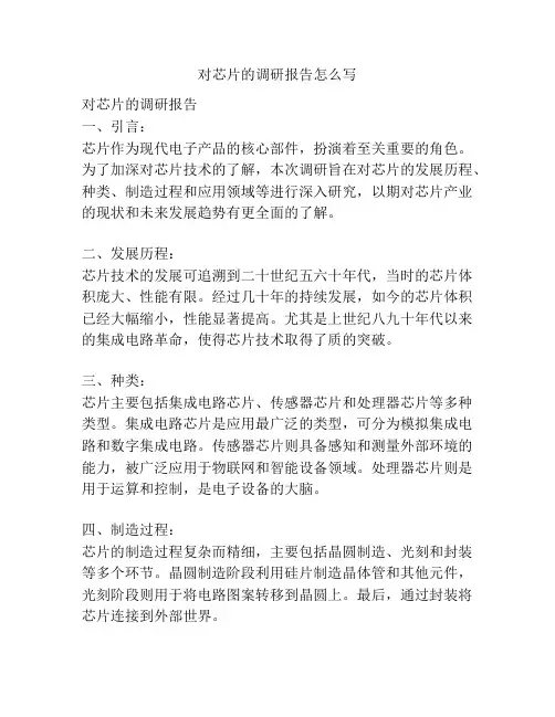 对芯片的调研报告怎么写