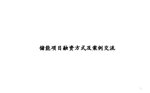 储能项目融资方式及案例交流