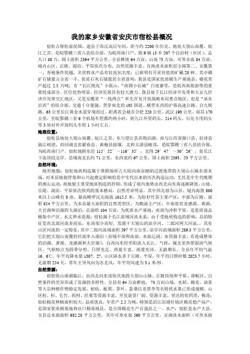我的家乡安徽省安庆市宿松县概况