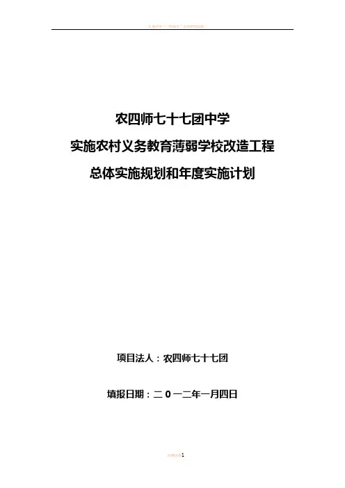 学校“薄弱学校改造计划”总体规划和年度实施计划