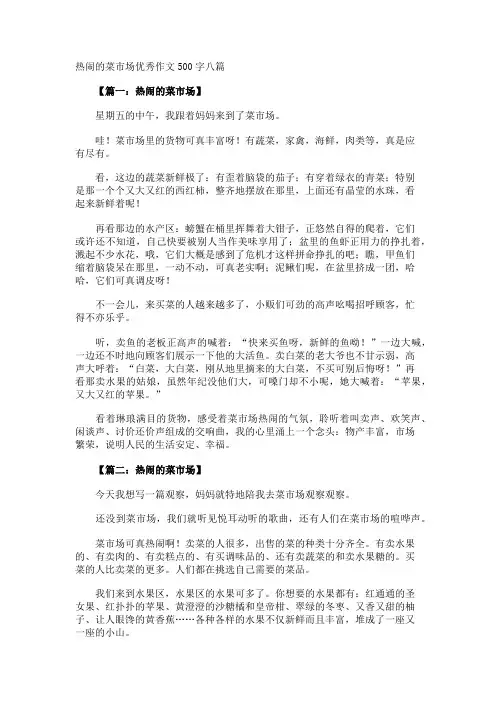 热闹的菜市场优秀作文500字
