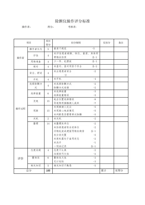 除颤仪操作评分标准