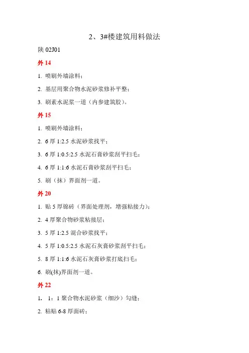 陕02J01建筑用料做法