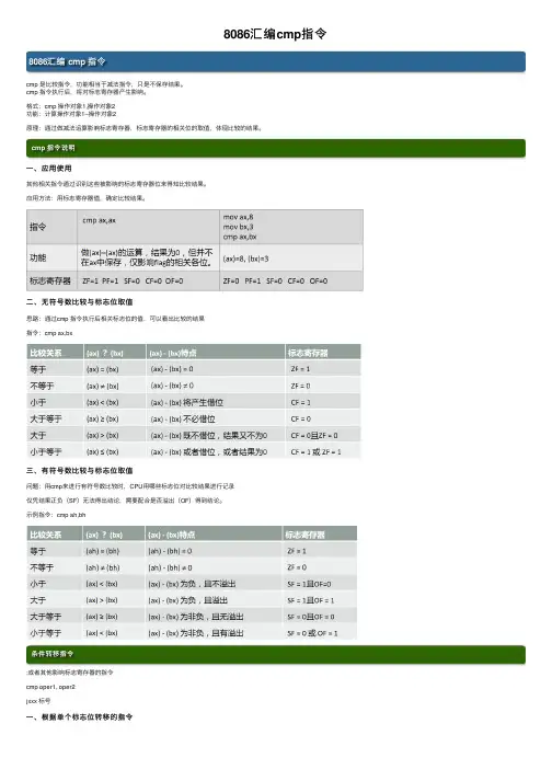 8086汇编cmp指令