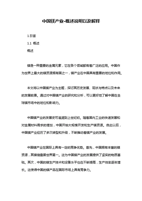 中国镁产业-概述说明以及解释