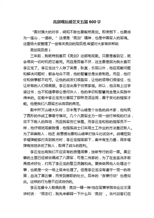 亮剑观后感范文五篇600字