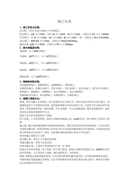 阀门的分类