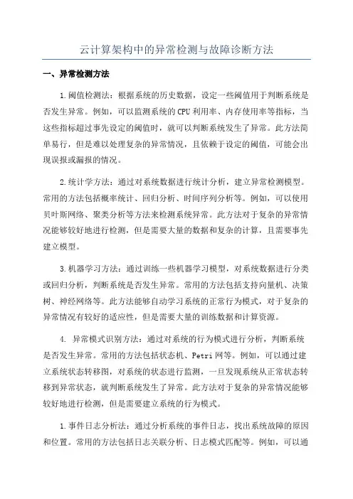 云计算架构中的异常检测与故障诊断方法