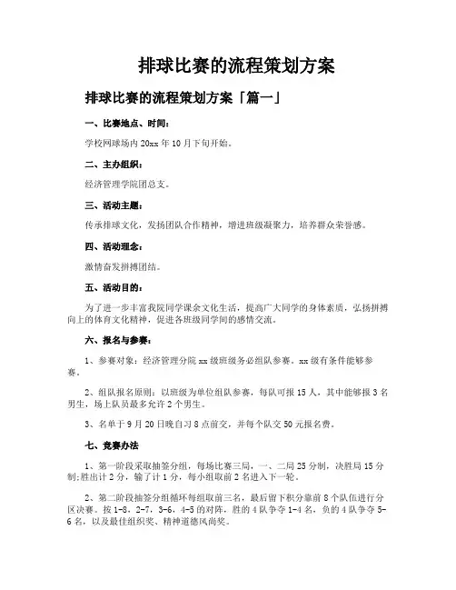排球比赛的流程策划方案