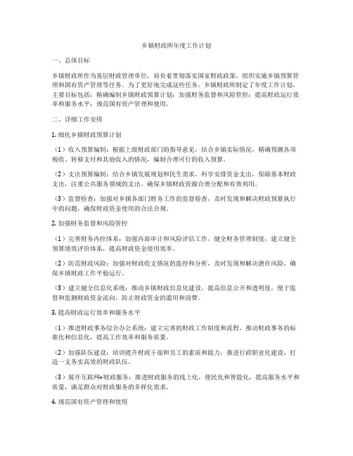 乡镇财政所年度工作计划