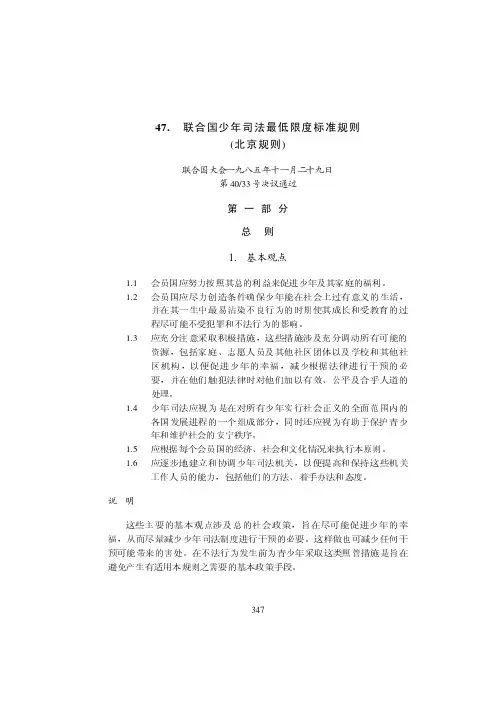 联合国少年司法最低限度标准规则